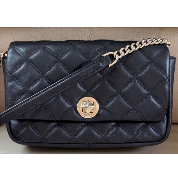 kate spade Handbags - Kate Spade Natalia Black Quilted Leather Crossbody Chain Bag